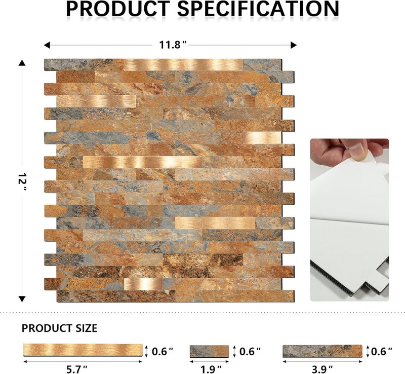 Midcard 10 Sheet Peel and Stick Backsplash PVC Wall Tile,for Kitchen Backsplash… - Image 3